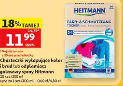 Auchan Chusteczki wyłapujące kolor i brud lub odplamiacz galasowy spray Heitmann oferta