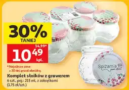 Auchan Komplet słoików z grawerem 6 szt., poj.: 215 ml, z zakrętkami oferta