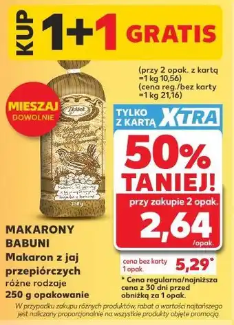 Kaufland Makarony Babuni Makaron z jaj przepiórczych oferta