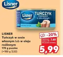 Kaufland Lisner Tuńczyk w sosie własnym lub w oleju roślinnym oferta