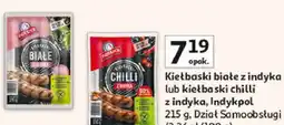 Auchan Kiełbaski białe z indyka lub kiełbaski chilli z indyka, Indykpol oferta