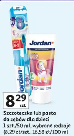 Auchan Jordan Szczoteczka lub pasta do zębów dla dzieci oferta