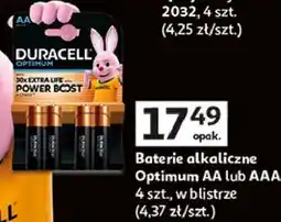 Auchan Baterie alkaliczne Optimum AA lub AAA Duracell oferta