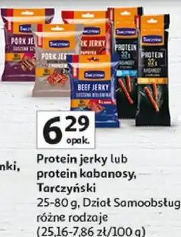 Auchan Protein jerky lub protein kabanosy, Tarczyński oferta
