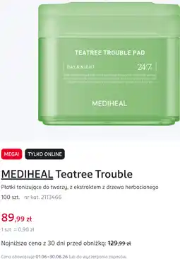 Rossmann MEDIHEAL Teatree Trouble Płatki tonizujące do twarzy oferta