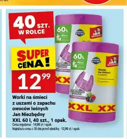 Twój Market Worki na śmieci z uszami o zapachu owoców leśnych Jan Niezbędny XXL 60 l 40-pak oferta