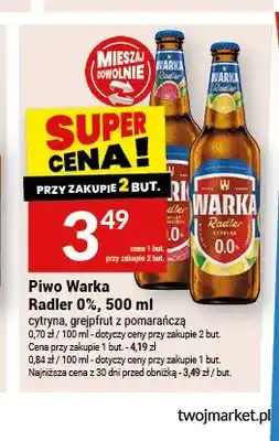 Twój Market Piwo bezalkoholowe Warka Radler Grejpfrut z Pomarańczą oferta