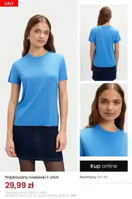 T-shirt prążkowany niebieski
