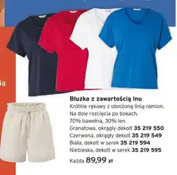 Tchibo Bluzka damska z zawartością lnu granatowa okrągły dekolt oferta