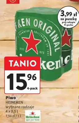 Intermarche Piwo Heineken wybrane rodzaje 4-pak oferta
