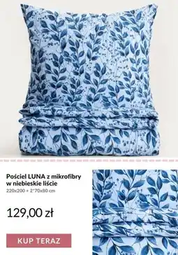 Homla Pościel Luna z mikrofibry w niebieskie liście 220x200 cm + 2x70x80 cm oferta