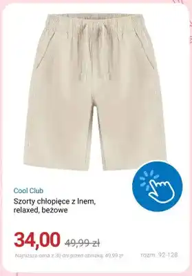 Szorty chłopięce z lnem Cool Club relaxed beżowe
