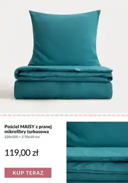 Homla Pościel MAISY z pranej mikrofibry turkusowa 220x200 + 2x50x60 cm oferta