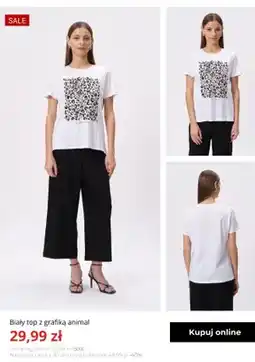 Greenpoint Biały top z grafiką animal Greenpoint oferta