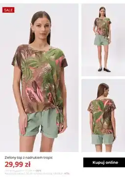 Greenpoint Zielony top z nadrukiem tropic Greenpoint oferta