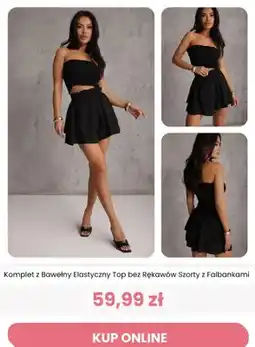 Renee Komplet damski z bawełny elastyczny top bez rękawów szorty z falbankami Renee oferta