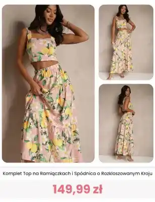 Komplet damski top na ramiączkach i spódnica o rozkloszowanym kroju Renee