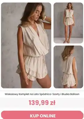 Komplet wiskozowy na lato spódnico-szorty i bluzka Balloon Renee