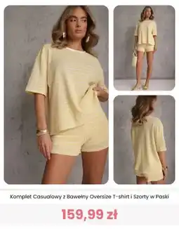 Renee Komplet casualowy z bawełny oversize T-shirt i szorty w paski Renee oferta