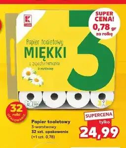 Kaufland Papier toaletowy K-Classic Miękki o zapachu rumianku 3-warstwowy 32-pak oferta