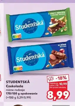Kaufland Czekolada Studentská mleczna oferta