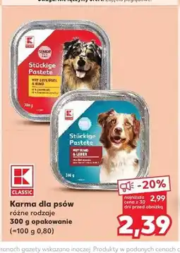 Kaufland Karma dla psów K-Classic Stückige Pastete z wołowiną i wątróbką oferta