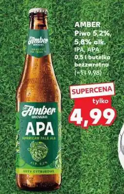 Kaufland AMBER Piwo 5,2%, 5,8% alk. IPA, APA 0,5 l butelka bezzwrotna oferta