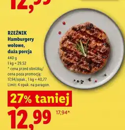 Lidl Hamburgery wołowe Rzeźnik duża porcja oferta