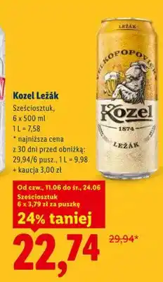 Lidl Piwo Kozel Ležák 6-pak oferta