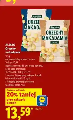 Lidl Orzechy makadamia niesolone Alesto oferta