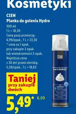 Lidl Pianka do golenia Cien Hydro oferta
