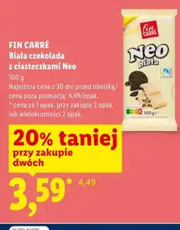 Lidl Biała czekolada z ciasteczkami Neo Fin Carré oferta