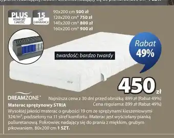 JYSK Materac sprężynowy Dreamzone Stria 80x200 cm oferta