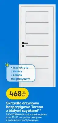 Skrzydło drzwiowe bezprzylgowe Toreno z białymi szybkami