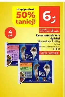 Dealz Karma mokra dla kota Optivital z wołowiną 4-pak oferta