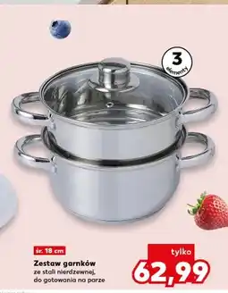 Kaufland Zestaw garnków ze stali nierdzewnej do gotowania na parze 3 elementy oferta