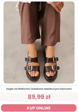 Renee Klapki na platformie ozdobione metalicznymi klamrami Renee oferta