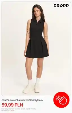 Cropp Czarna sukienka mini z kołnierzykiem Cropp oferta