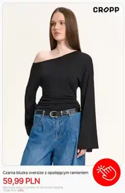 Cropp Bluzka damska Cropp oversize czarna z opadającym ramieniem oferta