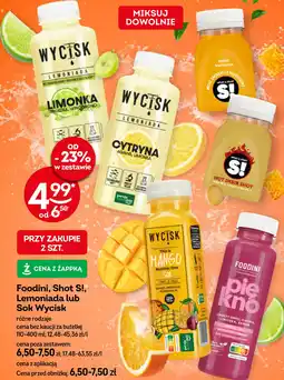 Żabka Foodini, Shot S!, Lemoniada lub Sok Wycisk oferta