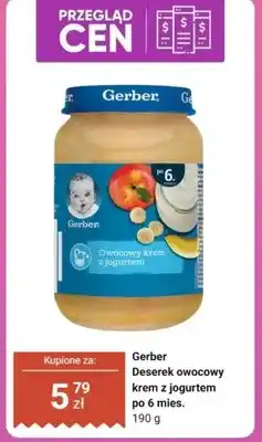 Biedronka Deserek owocowy Gerber krem z jogurtem po 6 mies oferta