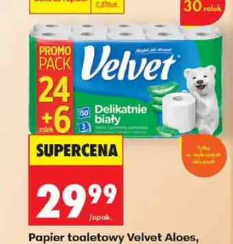 Biedronka Papier toaletowy Velvet Aloes 30-pak oferta