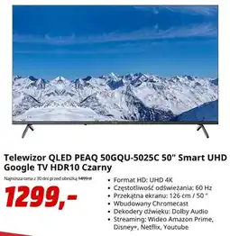Media Markt Telewizor QLED PEAQ Smart UHD Google TV oferta