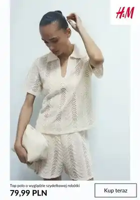 Top polo o wyglądzie szydełkowej robótki H&M