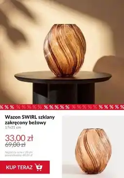Homla Wazon SWIRL szklany zakręcony beżowy 17x21 cm oferta