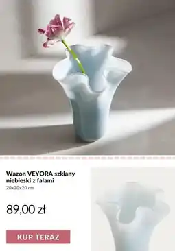 Homla Wazon Veyora szklany niebieski z falami 20x20x20 cm oferta