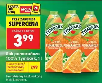 Biedronka Sok pomarańcza 100% Tymbark, 1l oferta