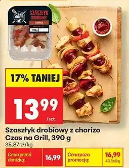 Biedronka Szaszłyk drobiowy z chorizo Czas na Grill 390 g oferta