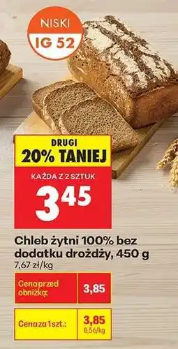 Biedronka Chleb żytni 100 % bez dodatku drożdży 450 g oferta