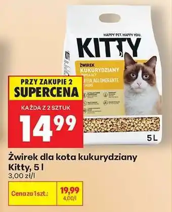 Biedronka Żwirek dla kota kukurydziany Kitty, 5 l oferta